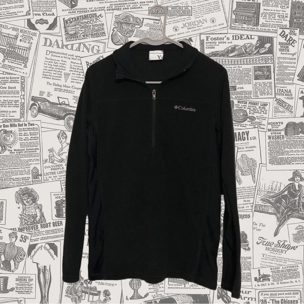Black Columbia Fleece Half Zip Jacket, Adult Size Small